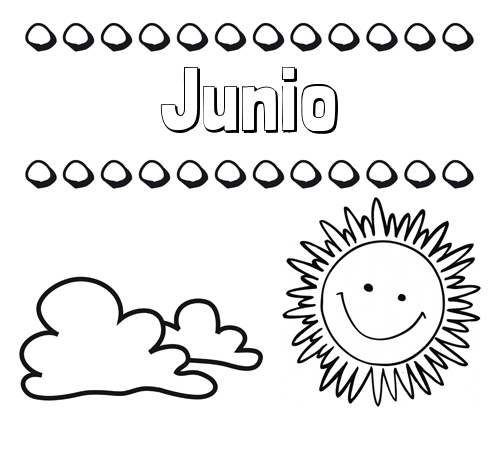 Nombre Junio: Dibujo de nombres en el cielo para pintar