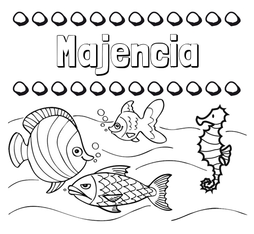 Peces: dibujos de nombres para pintar