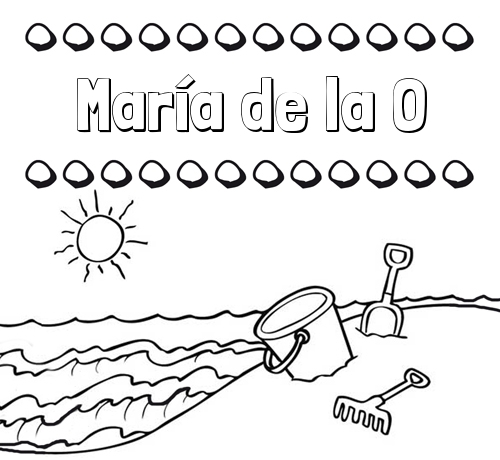 Nombres en la playa: dibujos para colorear