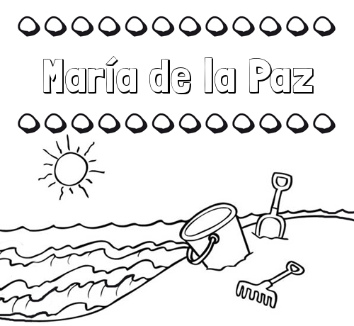 Nombres en la playa: dibujos para colorear