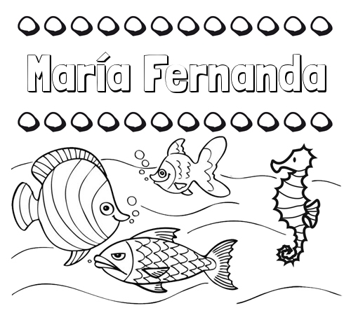 Peces: dibujos de nombres para pintar