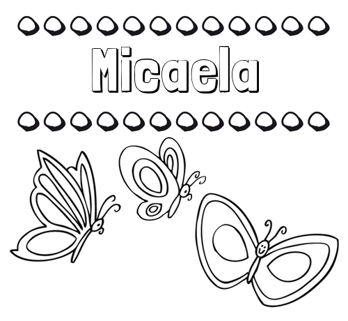 Imprimir un dibujo para colorear de nombres y mariposas