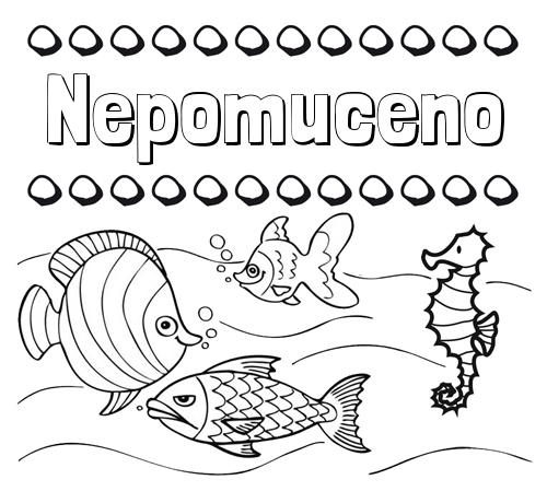 Peces: dibujos de nombres para pintar