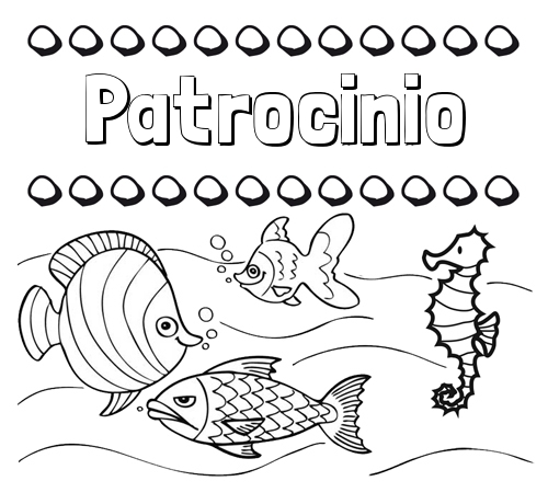 Peces: dibujos de nombres para pintar