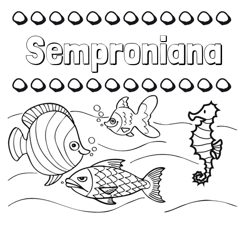 Peces: dibujos de nombres para pintar