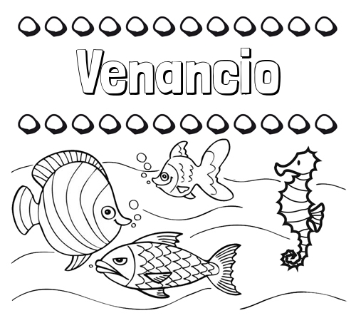 Peces: dibujos de nombres para pintar