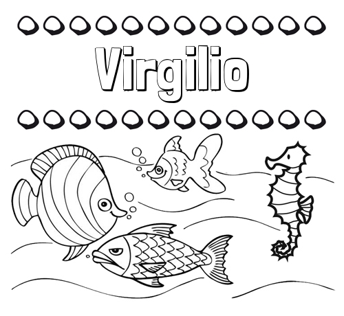 Peces: dibujos de nombres para pintar