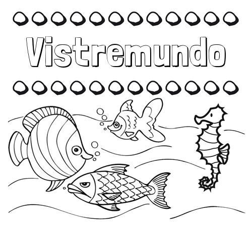 Peces: dibujos de nombres para pintar