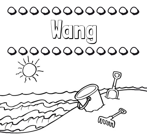 Nombres en la playa: dibujos para colorear