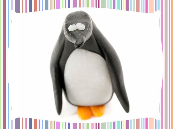 Pingüino de plastilina. Animales del mar