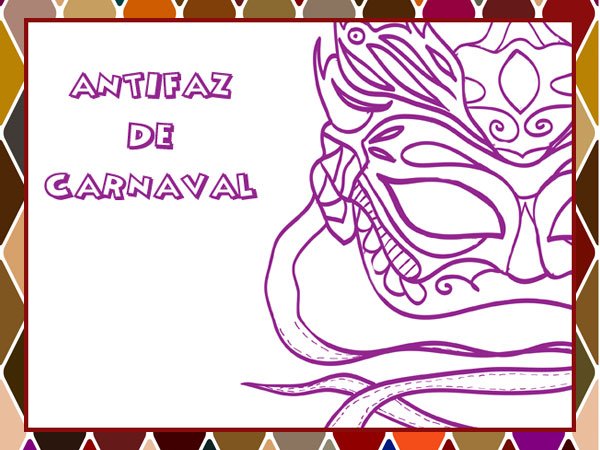 Dibujo para colorear de un antifaz de Carnaval