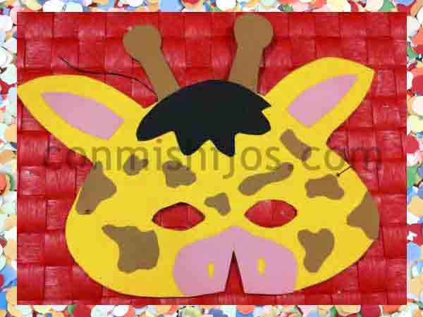 Antifaz de jirafa. Manualidades de Carnaval para niños