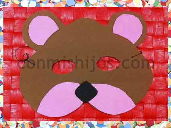 Antifaz de oso. Manualidades de Carnaval para niños