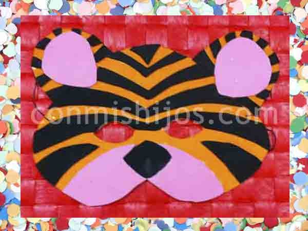 Antifaz de tigre. Manualidades de Carnaval para niños