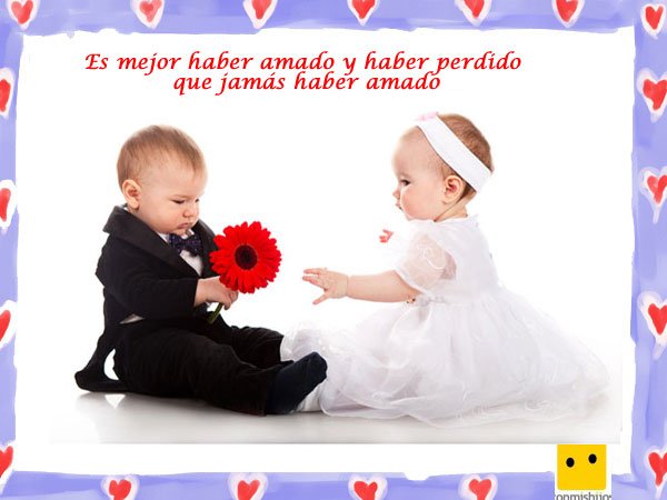 Frases de amor para niños. Imagen de bebés novios