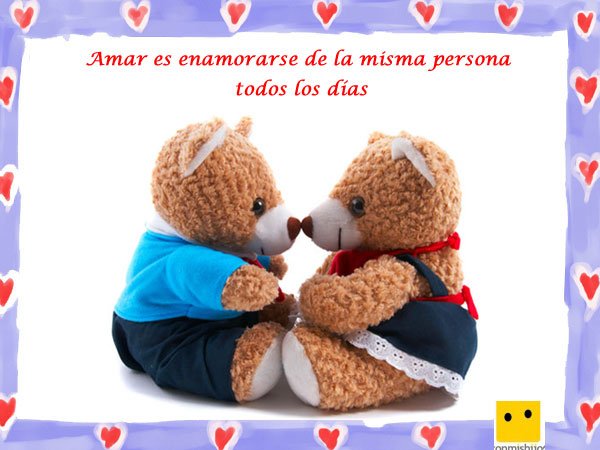 Frases de amor. Imagen de peluches enamorados