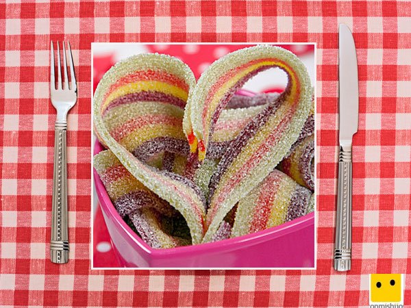 Recetas dulces para niños. Lenguas de gominolas en corazón