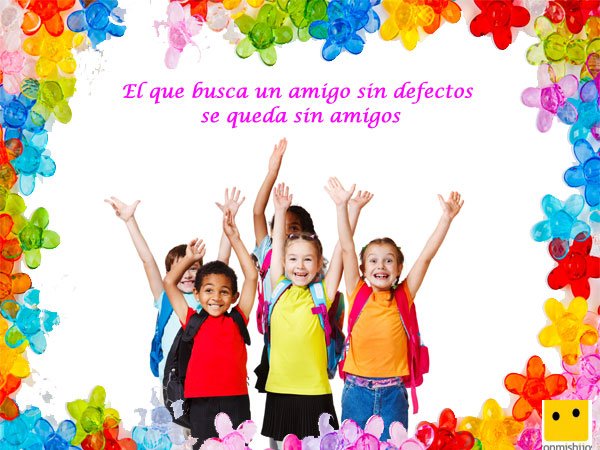 Amigos en grupo. Frases de amor para niños