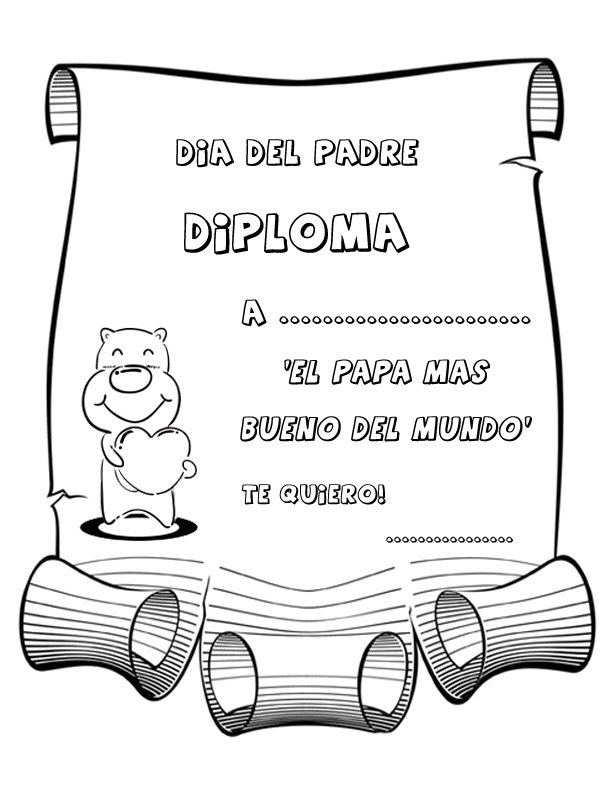 Dibujos para pintar. Diploma al papá mas bueno