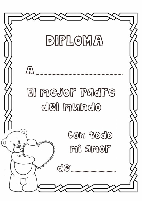 Dibujos para colorear. Diploma al mejor padre del mundo