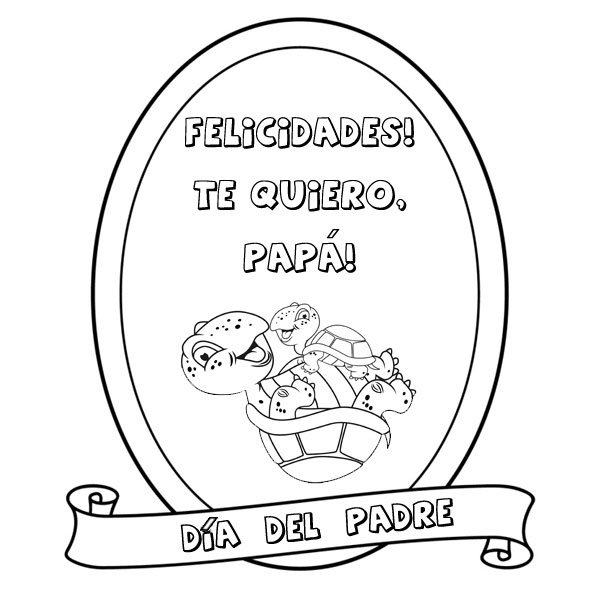 Dibujos para colorear con niños. Medalla Día del Padre