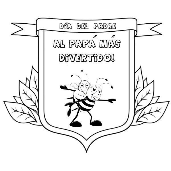 Dibujos para colorear con niños. Medalla al papá divertido