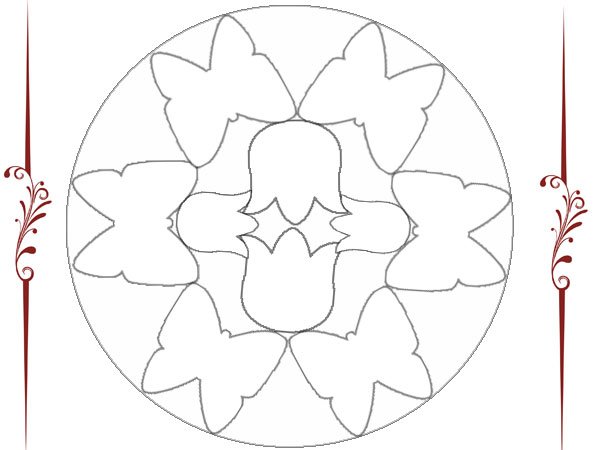 Mandala de mariposas y tulipanes para niños