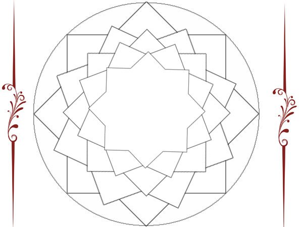 Dibujo de un mandala de estrellas para imprimir