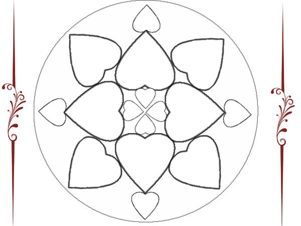 Mandala de corazones para pintar