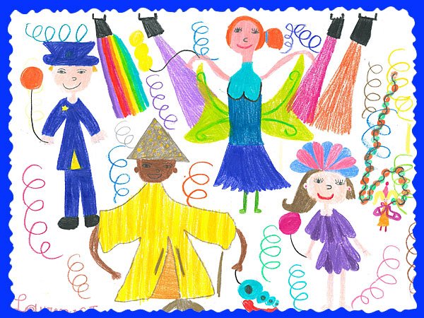 Dibujos de Carnaval para en concurso de Conmishijos.com.. Dibujo de niños disfrazados