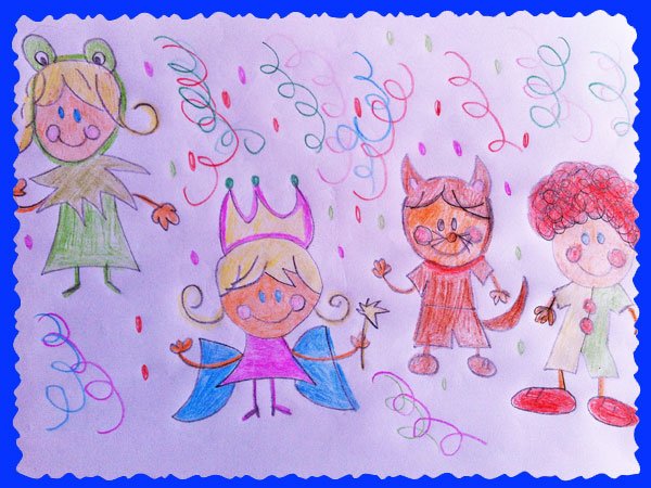 Dibujos de Carnaval para en concurso de Conmishijos.com. Dibujos de niños con disfraces