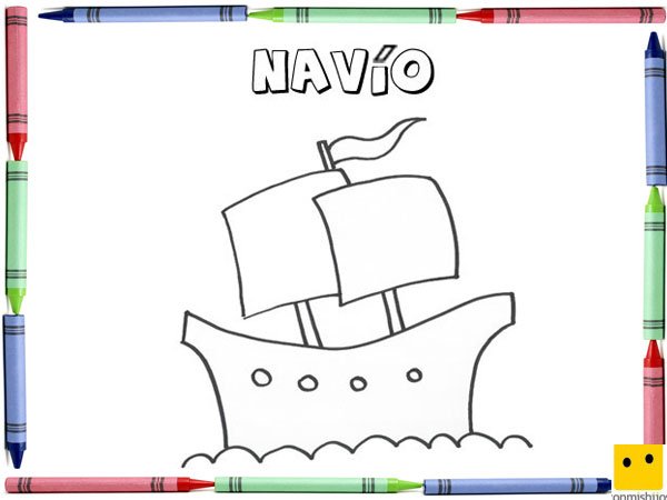 Dibujo para colorear con los niños de un navío