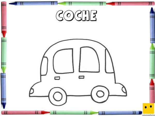 Dibujo para colorear con los niños de un coche