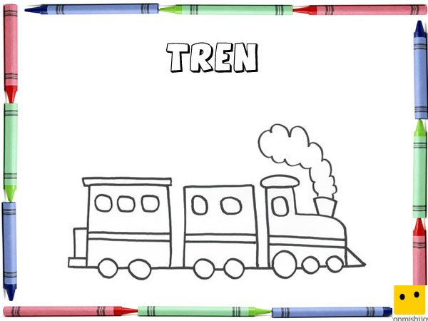 Dibujo para colorear con los niños de un tren