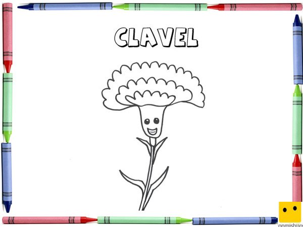 Dibujo para colorear con los niños de un clavel