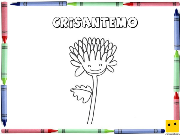 Dibujo para colorear con los niños de un crisantemo