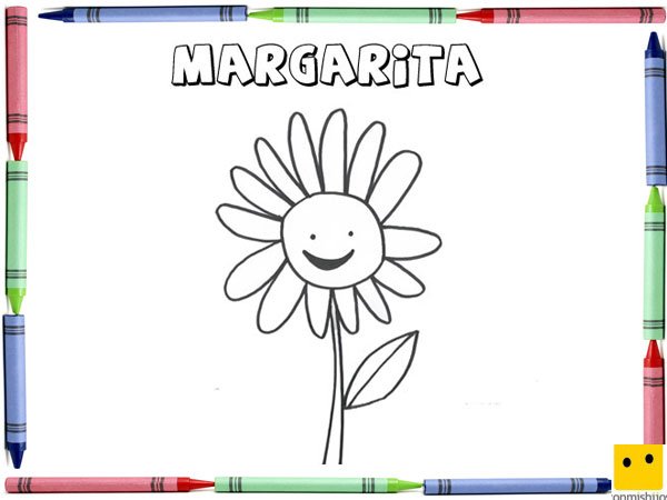 Dibujo para colorear con los niños de una margarita