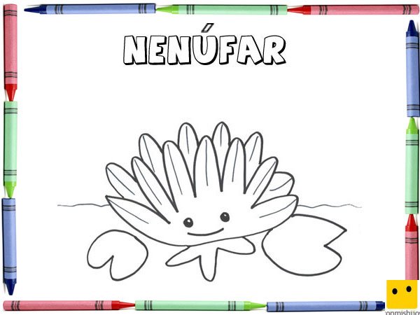 Dibujo para colorear con los niños de un nenúfar