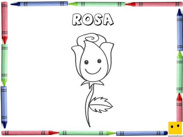 Dibujo Para Colorear Con Los Niños De Una Rosa