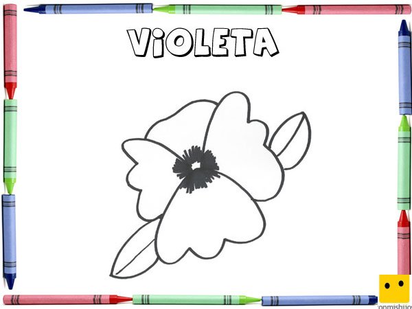 Dibujo para colorear con los niños de una violeta