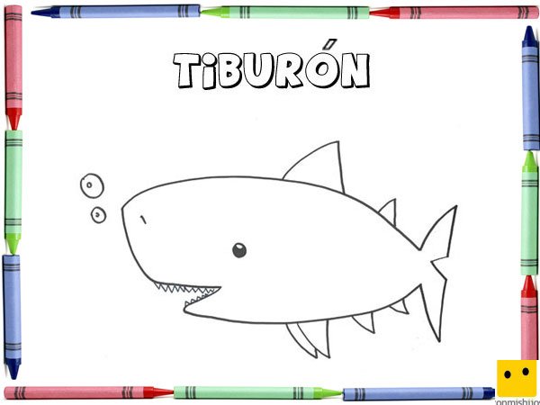 Dibujo para colorear con los niños de un tiburón