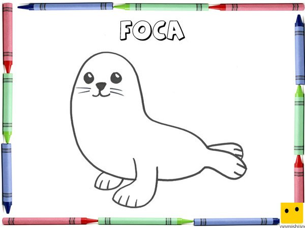Dibujo para colorear con los niños de una foca