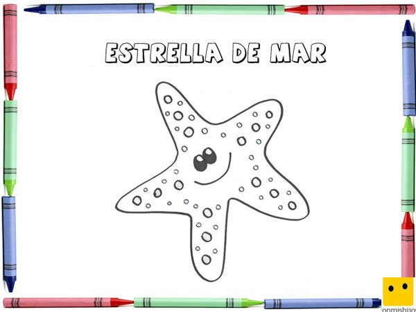 Dibujo para colorear con los niños de una estrella de mar