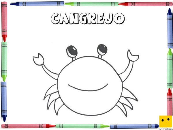 Dibujo para colorear con los niños de un cangrejo