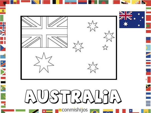 Bandera de Australia. Dibujos de banderas para pintar