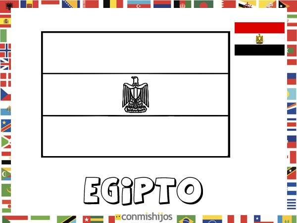 Bandera de Egipto. Dibujos de banderas para pintar