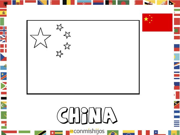 Bandera de China. Dibujos de banderas para pintar