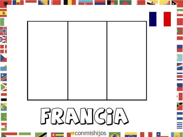 Bandera de Francia. Dibujos de banderas para pintar