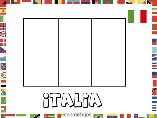 Bandera de Italia. Dibujos de banderas para pintar