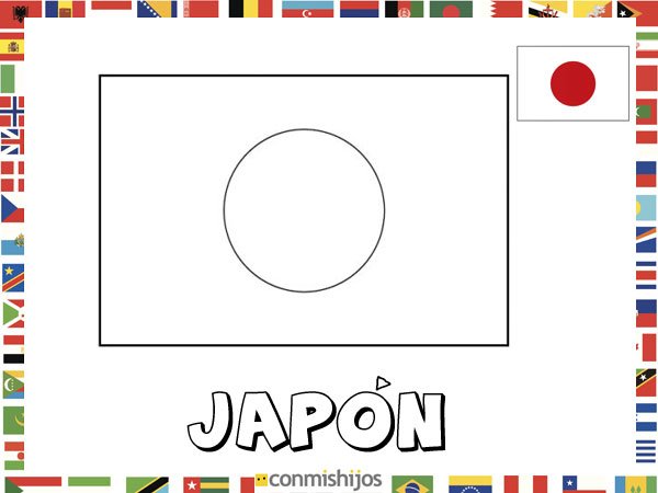 Bandera de Japón. Dibujos de banderas para pintar